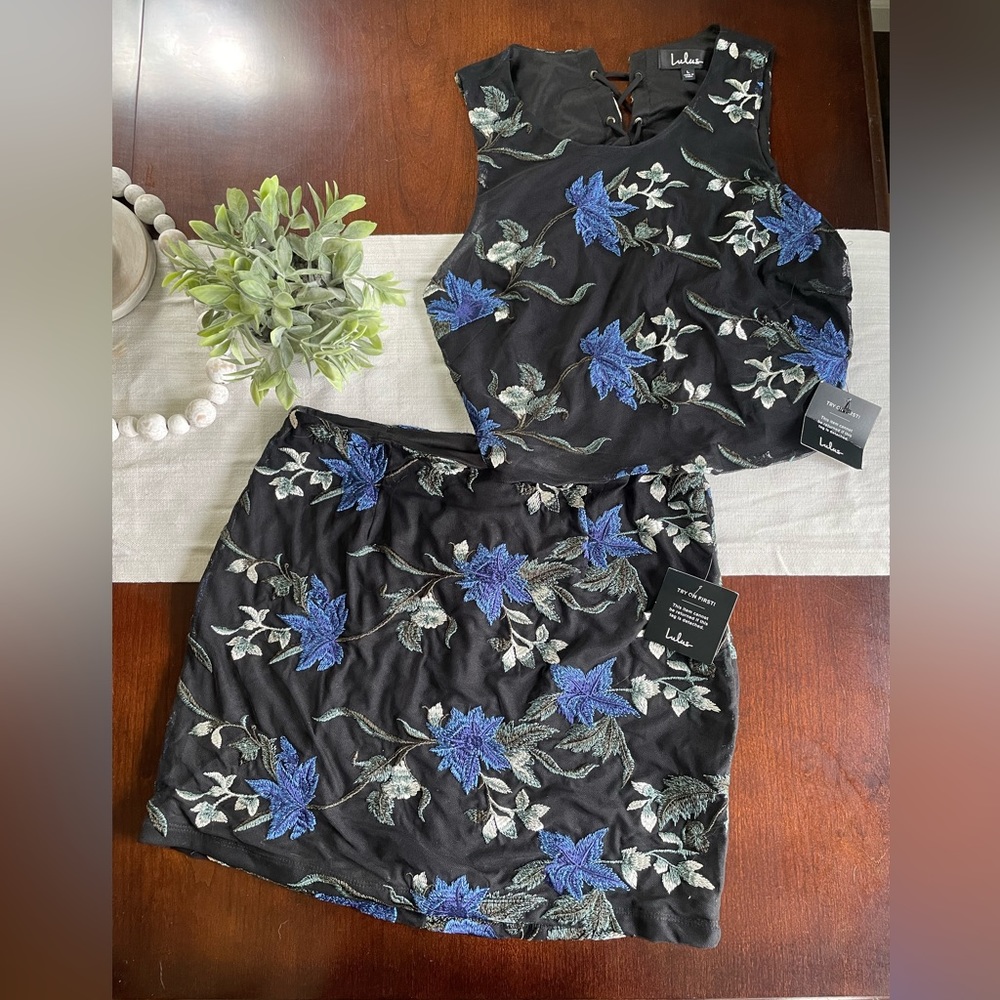 Lulus mini skirt and crop set